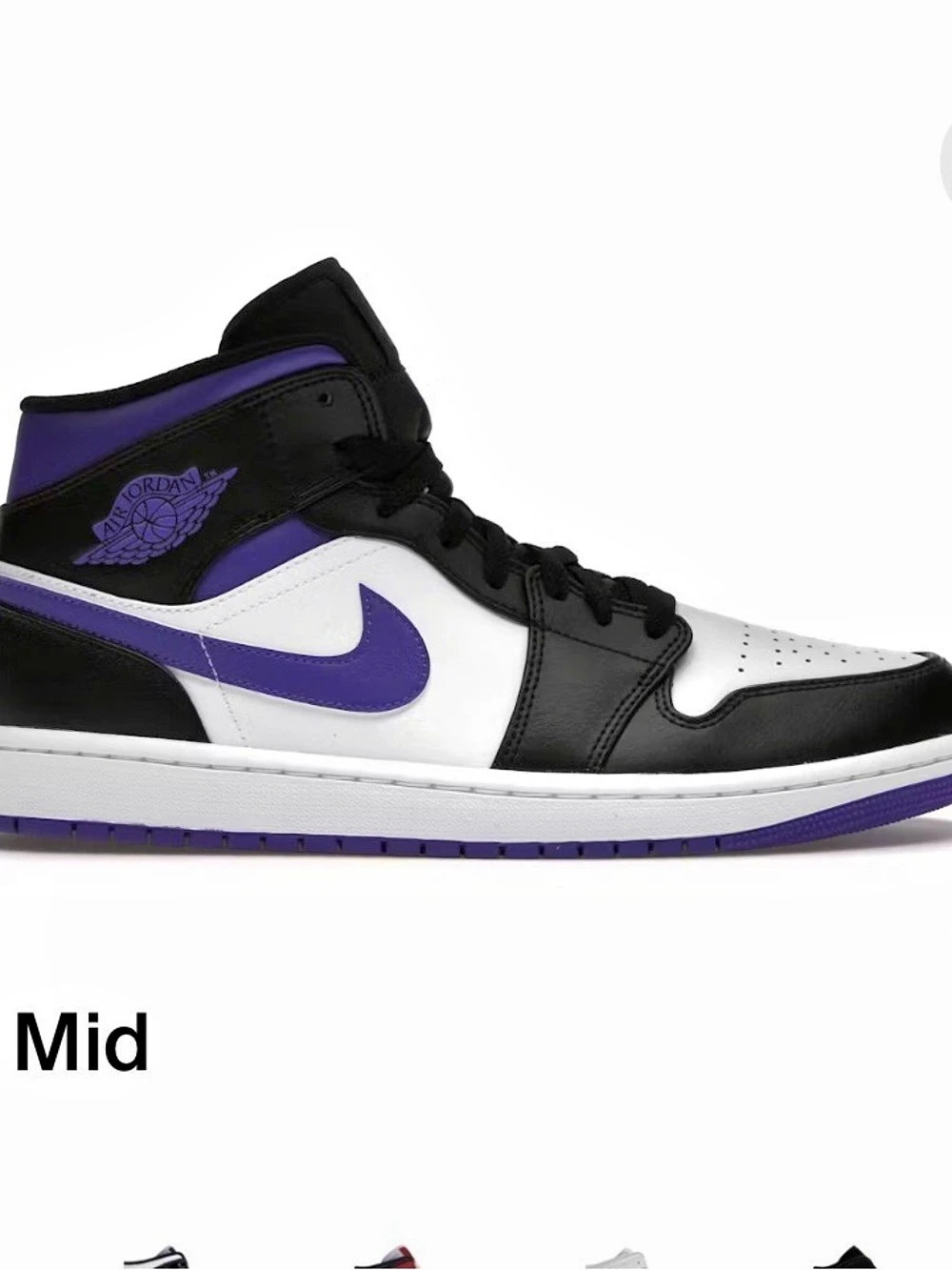 Jordan Air Jordan 1 Mid Black & Purple Girls US 6.5Y Like New